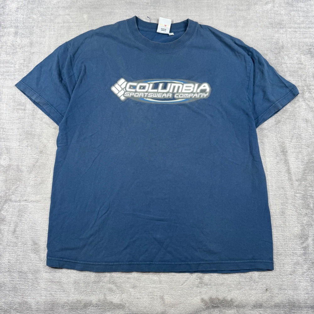 Columbia Sportswear Shirt Mens XL Blue Vintage Graphic Y2K Logo Outdoor Tee